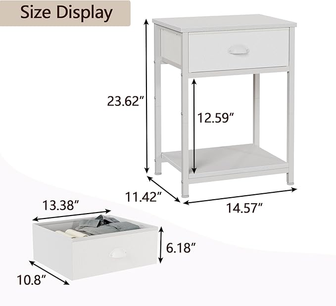 Furologee White Nightstands Set of 2, End Table - Image 3