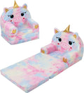 Kids Couch Comfy Foldable Kids Sofa to Lounger 2 in 1 Toddler Chair Plush Baby by Decalsweet