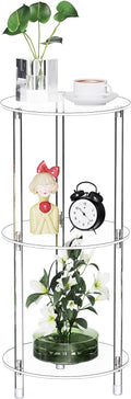 Clear Round Acrylic Side Table for Small Spaces, 11.81" L x 11.81" W x 26.7" H by Bkemiy