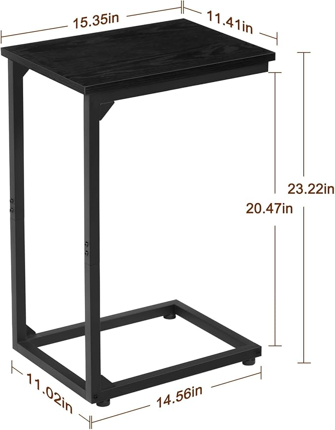 AMHANCIBLE C Shaped End Table Set of 2, Couch Tables That Slide Under, TV Tray - Image 3