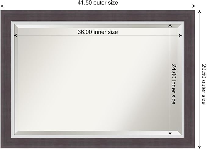 Amanti Art Brown Wall Mirror 30x42 Ellie Brown Silver Rectangle Bathroom Mirror - Image 3