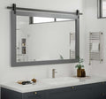 PAIHOME Large Gray Wall Mirror, Farmhouse Horizontal Rustic Square Bathroom by PAIHOME