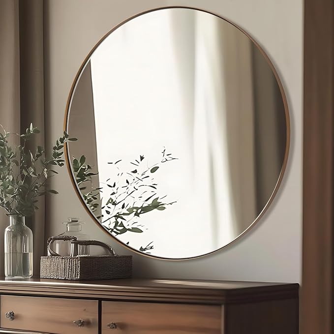 ANDY STAR Bronze Round Mirror 36 inch, Oil Rubbed Bronze Round Mirror in Metal - Image 4