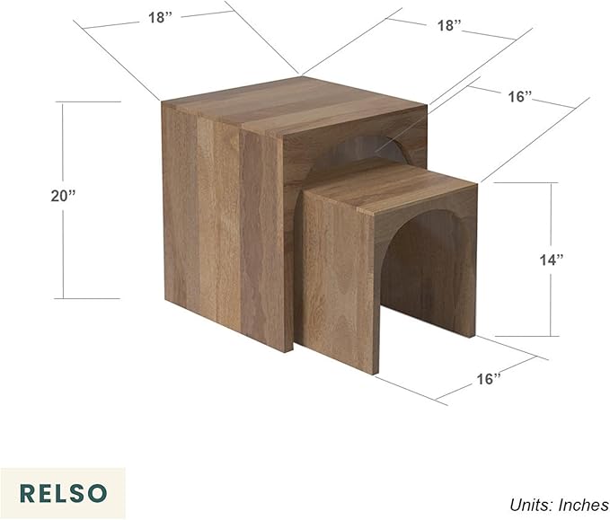 Relso Arch Duo Solid Mango Wood Nesting Tables - Image 2