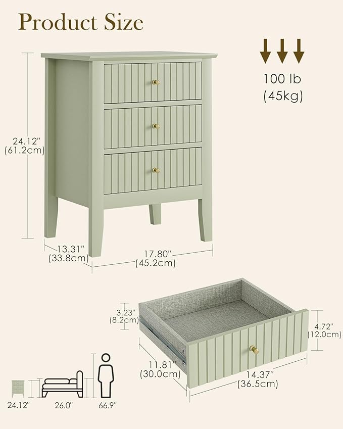 Fluted Nightstand, Farmhouse Night Stand - Image 2