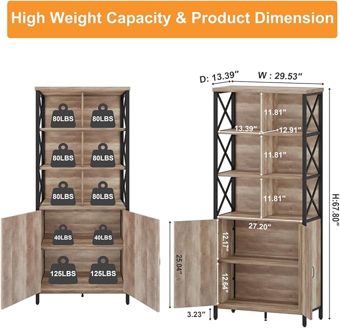 FATORRI Rustic Tall Bookshelf - Image 2