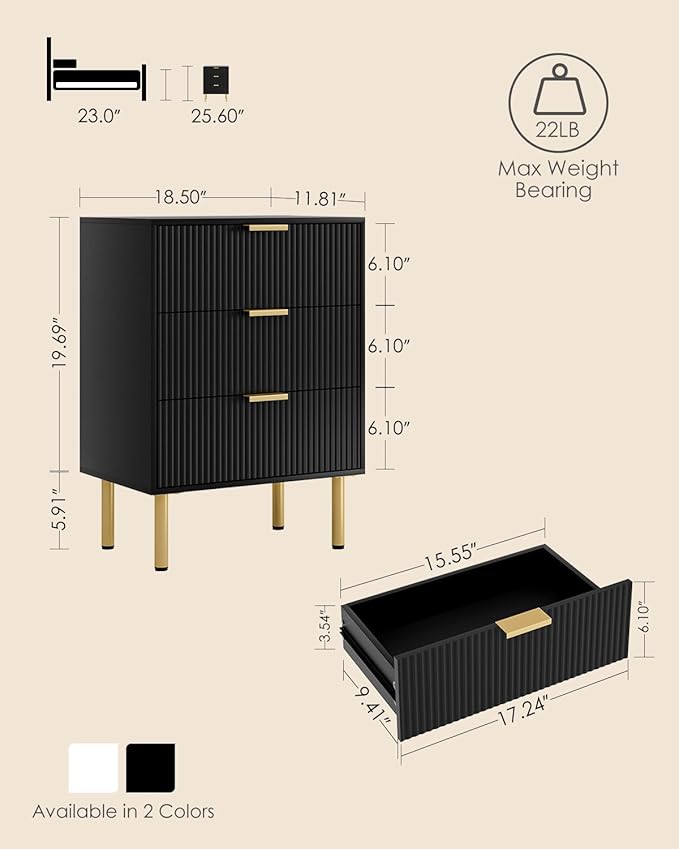 Night Stand, Tall Bedside Table - Image 2