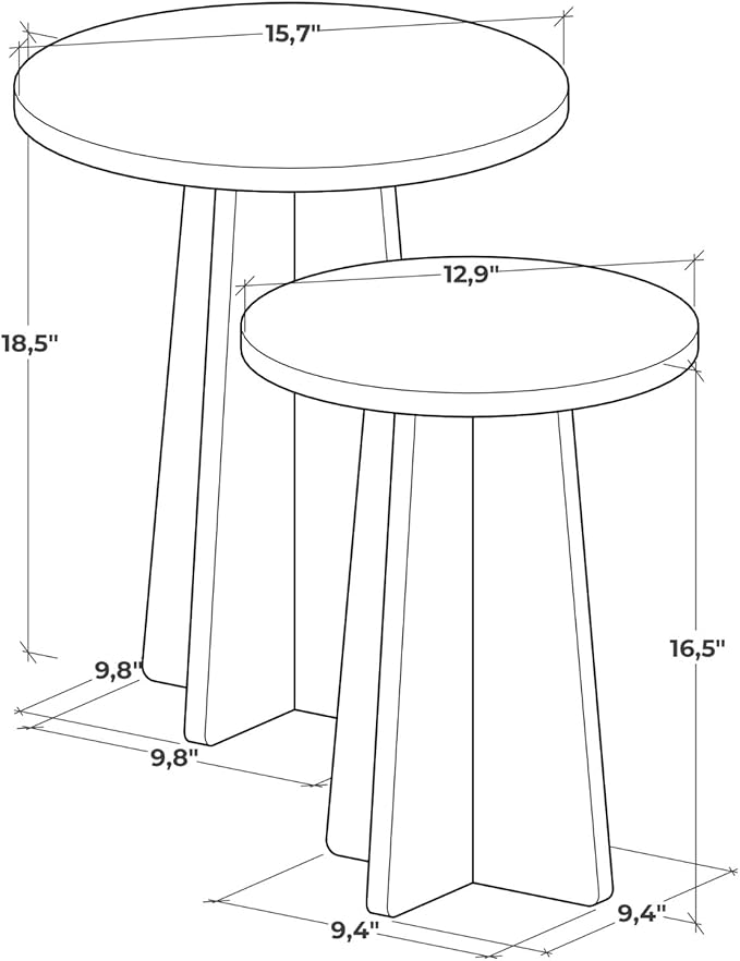Travertine Efect Round Nesting Coffee Table Set of 2 Modern Coffee Table Small - Image 3