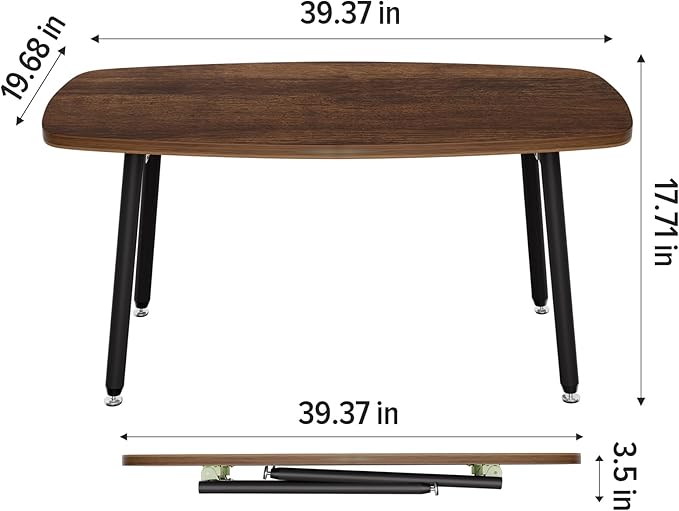 WOHOMO Folding Coffee Table Rustic Small Coffee Tables - Image 2