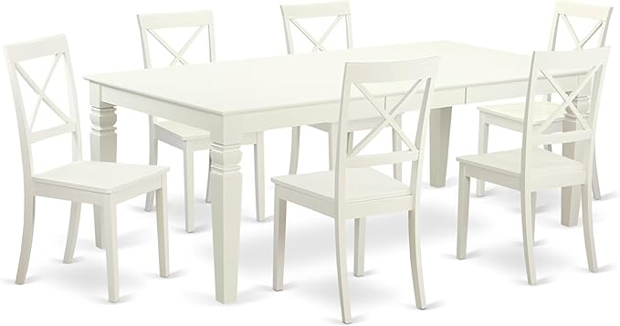 East West Furniture LGBO7-LWH-W 7 Piece Kitchen Table Set Consist of a by EastWestFurniture