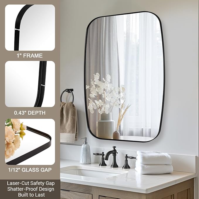ANDY STAR Oval Mirrors for Bathroom, 30x48’’ Black Oval Mirror for Bathroom - Image 2