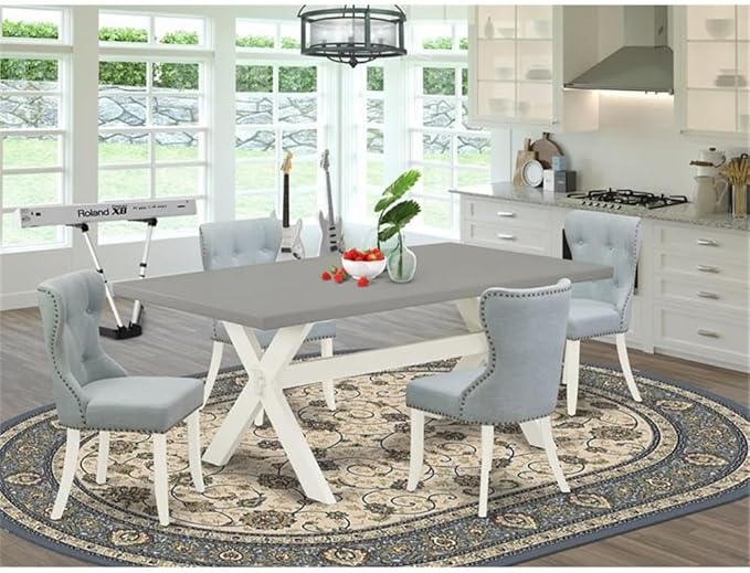 East West Furniture X097SI215-5 5 Piece Dining Set Includes a Rectangle Dining - Image 2