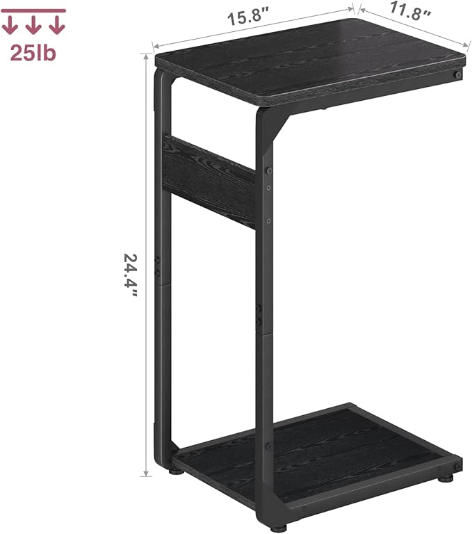 Narrow C-Shaped End Table, Small Side Table - Image 3