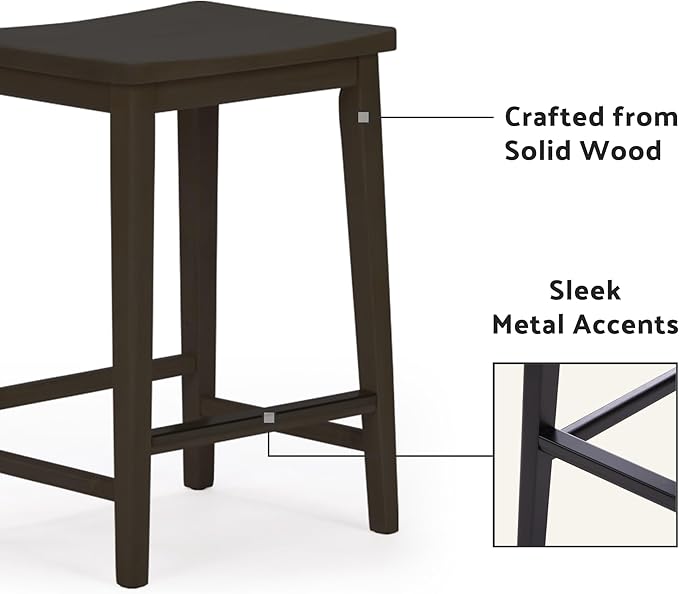 Plank+Beam Smythe Counter Stool, Sturdy Wood Modern Kitchen Counter Height Stool - Image 4