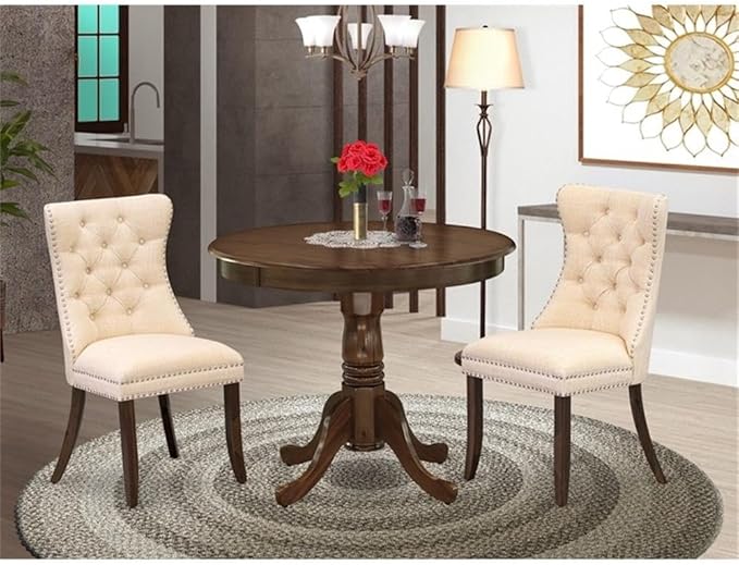 East West Furniture ANDA3-AWA-32 3 Piece Modern Dining Table Set Consists of a - Image 2
