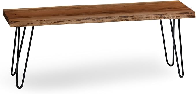 Alaterre Furniture 48” Live Edge Dining Bench – Rustic Industrial Farmhouse - Image 8