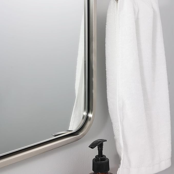 ANDY STAR Brushed Nickel Bathroom Mirror, 30x36’’ Rounded Corner Rectangle - Image 9