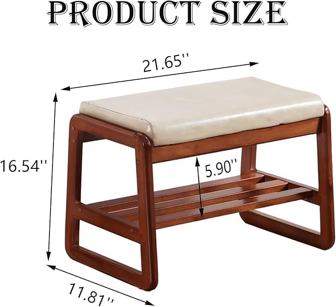 Shoe Rack Bench, Solid Wood Entryway Bench, Shoe Storage - Image 2