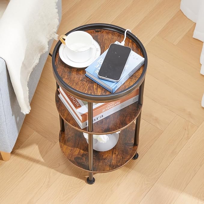 Small Round Side Table with Charging Station - Image 6