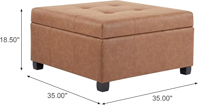 Christopher Knight Home Lorel Faux Leather Square Storage Ottoman Coffee Table - Image 2