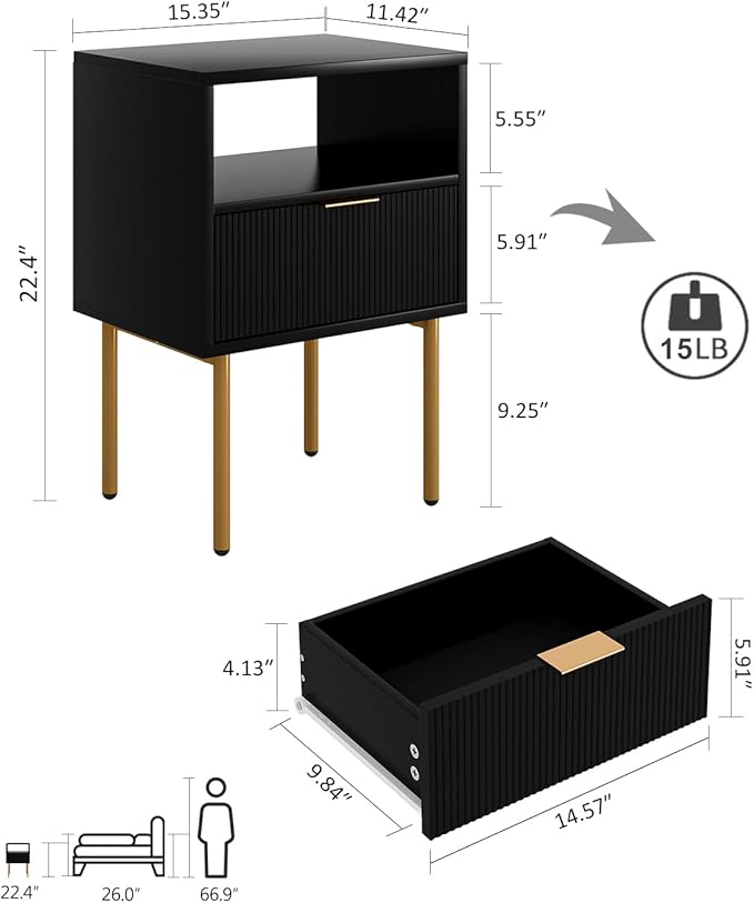 Masupu Nightstand, Mid-Century Modern Bedside Table - Image 2