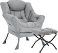 Lazy Chair with Ottoman, Large Modern Lounge Accent Chair with Armrests and by HomeEastllyHome
