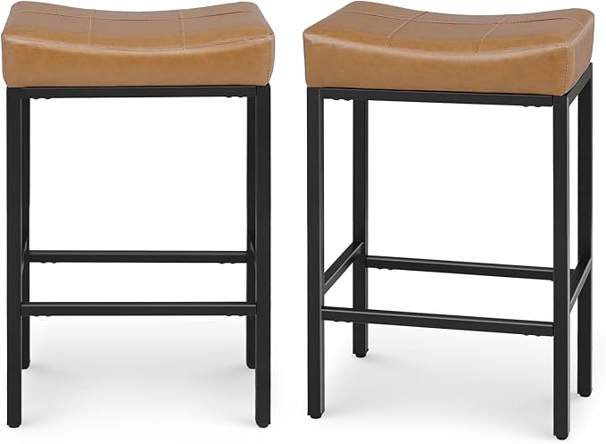 Athena Collection Counter Height Bar Stools Set of 2, 31.5 Inches Saddle Bar by AthenaCollectionFurniture