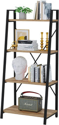 BON AUGURE Farmhouse Ladder Shelf Bookcase, 4 Tier Rustic Ladder Bookshelf by BONAUGURE