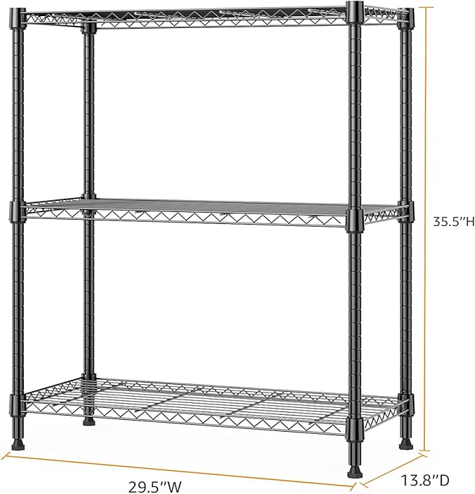 750 lbs 3 Tier Storage Rack Metal Wire Shelving Unit, Storage Standing Shelf - Image 3