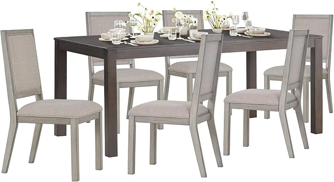 COLAMY Modern Rectangular Dining Table Set, 6 Person Capacity, Requires Assembly by COLAMYINC