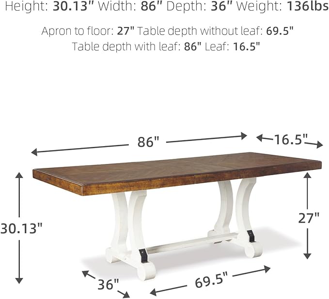 Signature Design by Ashley Valebeck Farmhouse Rectangular Extension Dining Table - Image 3