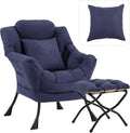 Large Lazy Chair with Ottoman, Accent Reading Chair with a Throw Pillow by HomeEastllyHome