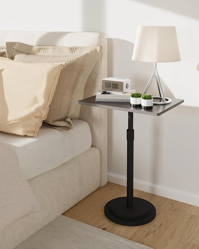 Small Side Table, Height Adjustable Nightstand, Square Indoor Metal Plant Stand - Image 2