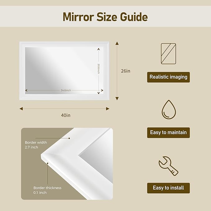CULER Mirrors, Wood Vanity Wall Rustic Mirror - Image 7