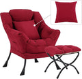 Lazy Chair with Ottoman, Comfy Reading Lounge Chair with Footstool & Throw by YOTATING