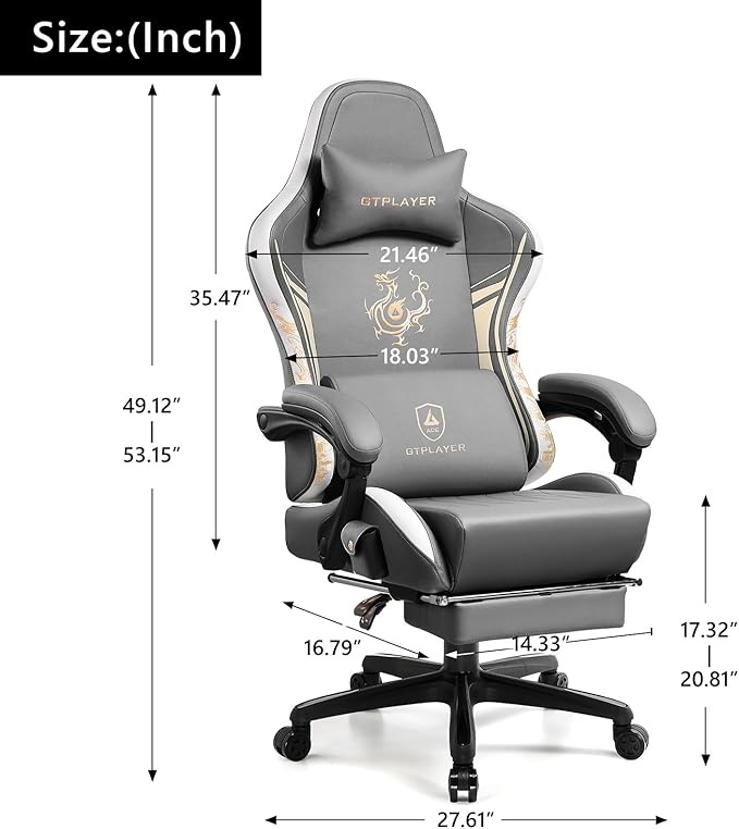 GTPLAYER Gaming Chair with Bluetooth Speakers and Footrest, Dragon Series Video - Image 3