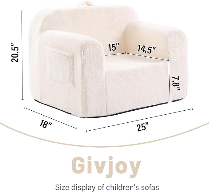 Toddler Chair Plush Couch, Comfy Kids Sofa Lounger - Image 3