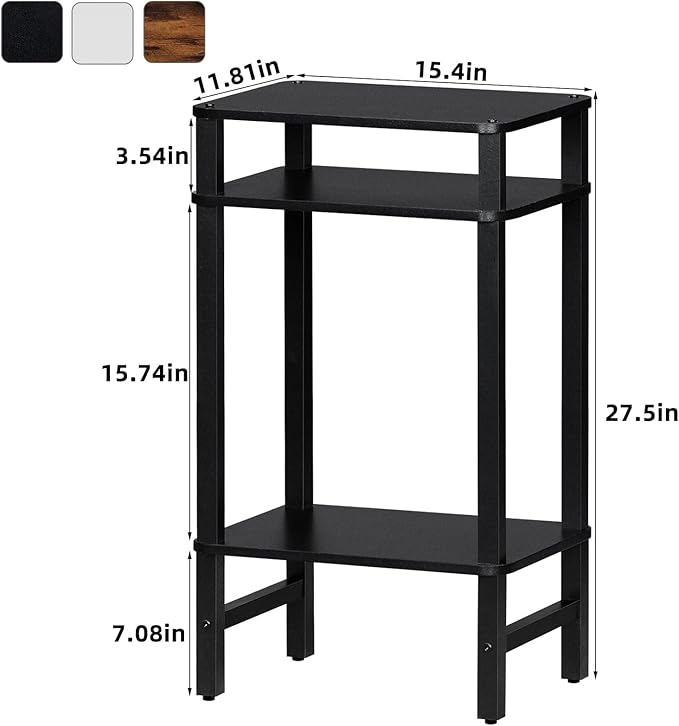 28in Tall Side Table Set of 2, 3-Tier Small Narrow End Table - Image 3