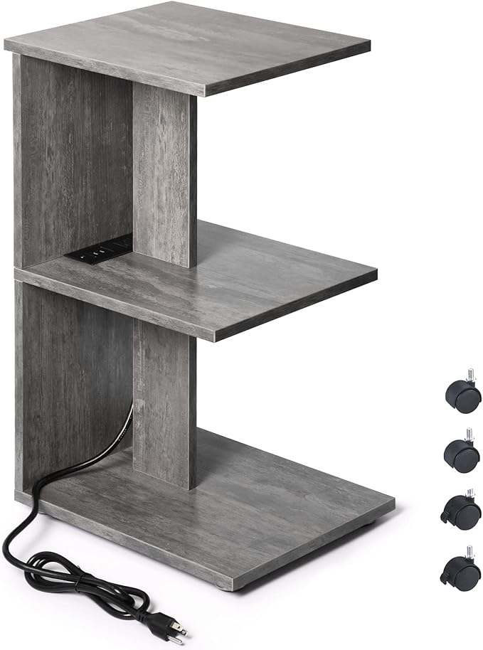 ZGREN End Table with Charging Station, Narrow Side Tables by ZGREN