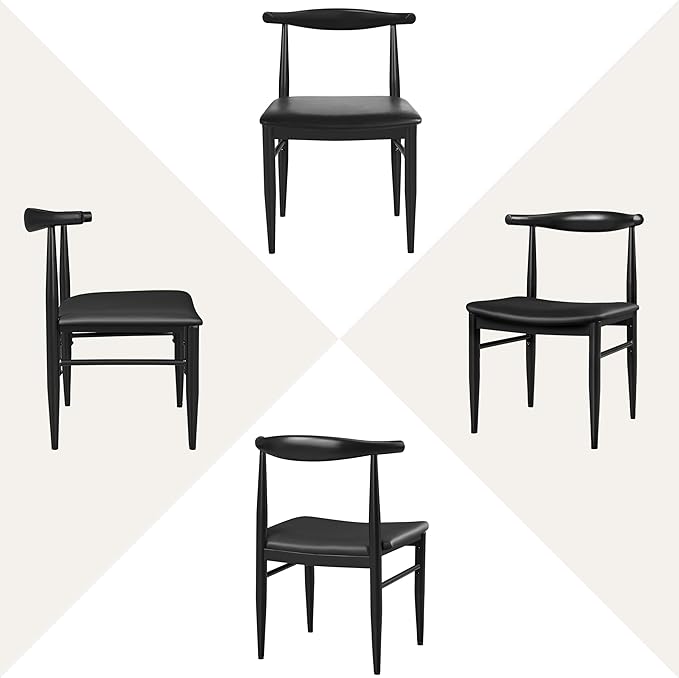 Yaheetech Dining Chairs Set of 6 Mid Century Modern Leather Dining Room Chairs - Image 9