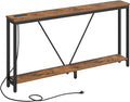 HOOBRO 63" Console Table with Charging Station, 2-Tier Extra Long Sofa Table by HOOBRO