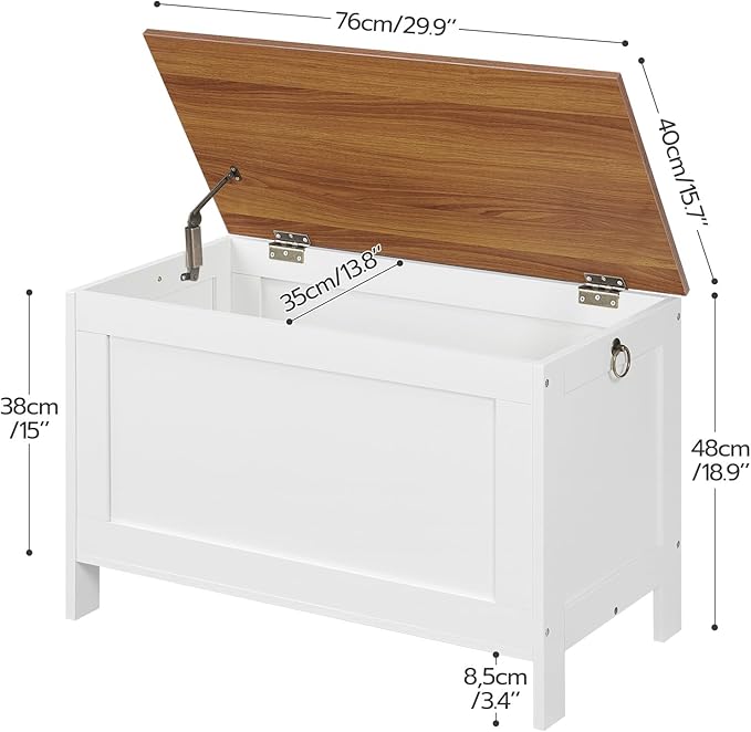 HOOBRO Toy Box, Retro Wooden Look Storage Chest - Image 7