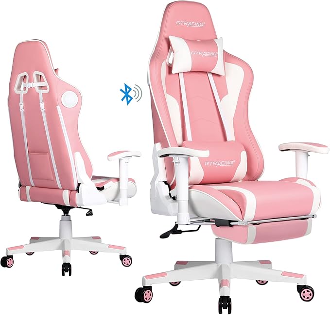 GTRACING Gaming Chair with Footrest Speakers Video Game Chair Bluetooth Music - Image 8