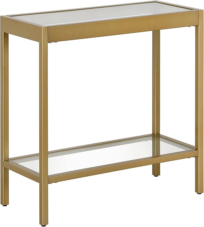 Henn&Hart 24" Wide Rectangular Rectangular Side Table in Brass, Table - Image 5