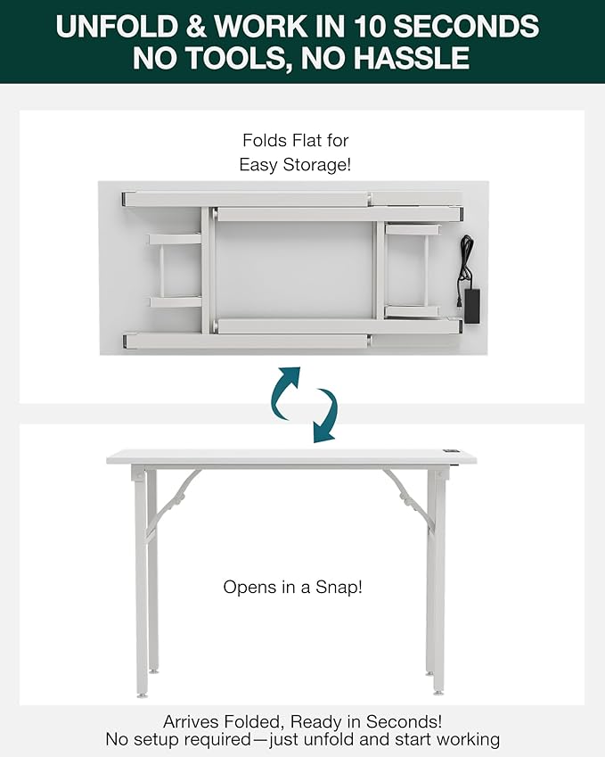 Frylr Small Folding Computer Desk – 43.3 Inch Portable Table - Image 3