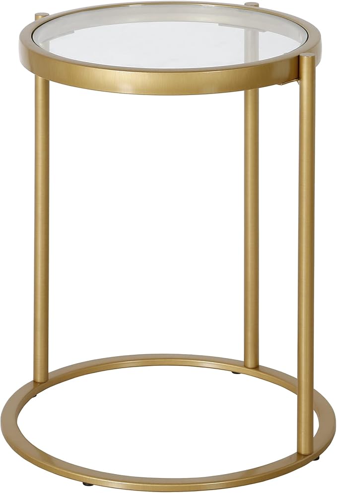 Duxbury 16'' Wide Round Side Table in Brass - Image 7