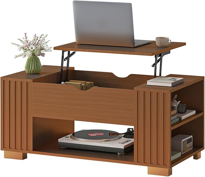 COMHOMA Lift Top Coffee Table for Living Room, Adjustable Wooden Tea Table for - Image 9
