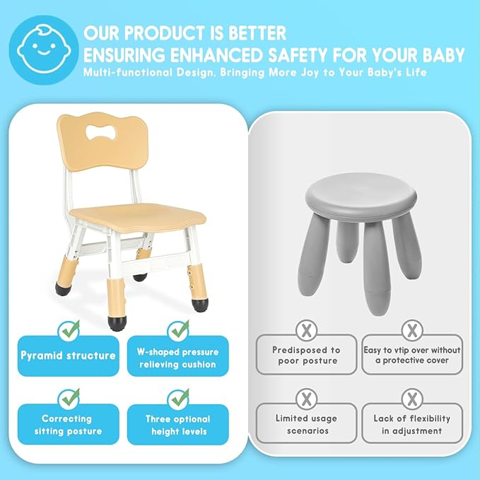 Kids Height Adjustable Toddler Chair Max Load 220LBS Plastic Indoor Outdoor - Image 5