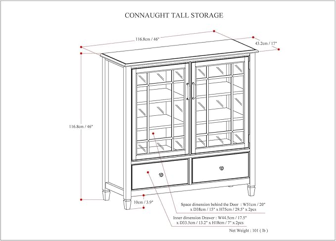 SIMPLIHOME Connaught SOLID WOOD 46 inch Wide Traditional Tall Storage Cabinet - Image 3