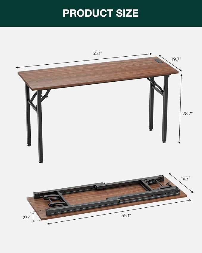 Frylr Small Folding Computer Desk – 55.1 Inch Portable Table - Image 2